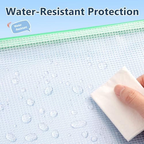 SUNEE Plastic Wallets A5, 12 Pack Mesh Zip Lock Document Wallets & File Bags, Waterproof Plastic Folders A5 for School, Office, Home and Travel Storage - 6 Colours — view 5