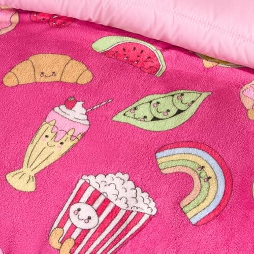OHS Fleece Blanket Sofa Throw, Gifts for Teenage Girls Boys Super Soft Warm Cosy Sweetie Pies Throw Blanket Decorative Kids Rooms Sleepovers Single Bed Throws, Magenta - 125 x 150cm — view 3