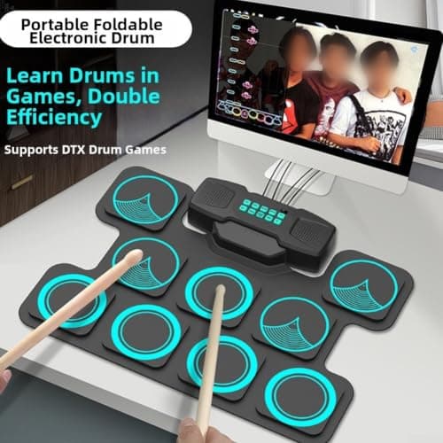 Silicone Electric Drum Kit with Dual Built-in Speakers(Black) — view 3