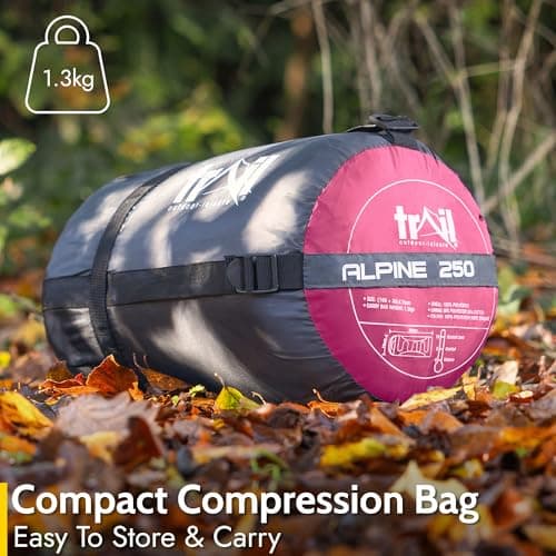 Trail Envelope Sleeping Bag With Snug Hood, Single Adult, 3 Season, Water-Resistant, Lightweight With Compact Bag, Outdoor, Camping, 250g Filling — view 6