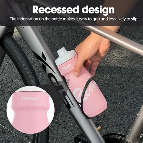 Bicycle Water Bottles, 650 ml, Lightweight, BPA-Free, Leak-Proof, Squeeze Cycling Bottle for Cycling, Fitness, Hiking, Swimming (Pink) — view 5