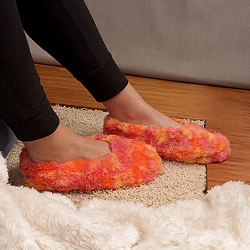 BambooMN Adult Super Soft Warm Cozy Fuzzy Soft Touch Sleeper Slippers Non-Slip Lined Socks - Sunset Swirl - X-Large (UK Size 8-9) — view 2