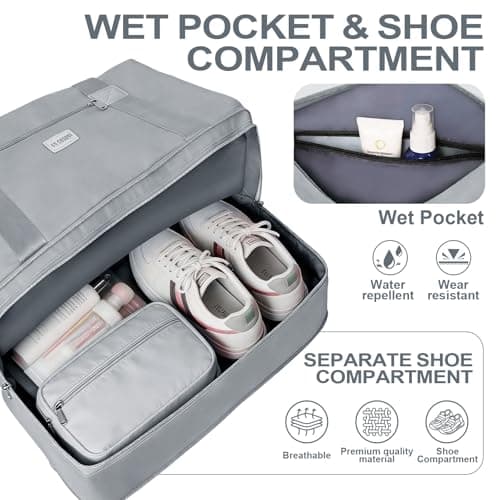 CS COSDDI Travel Bag, Overnight Bag with Shoes Compartment & Wet Pocket, Weekend Bags for Water Resistant Haspital Bag Gym Duffle Bag Women Men Holdall Bag, for Ryanair Cabin Bags 40x30x20 — view 3