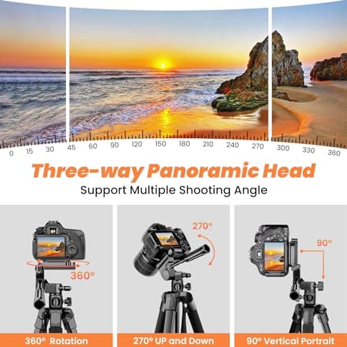 Nineigh Camera Phone Tripod, 75'' Lightweight DSLR Camera Stand — view 3