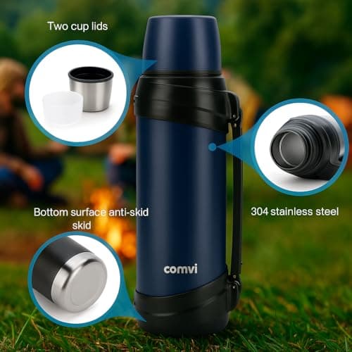 Maqash Flask for hot Drink – 2.5 Litre - 24 Hours Hot & Cold Thermal - Coffee, Tea, Gym & Car – 3 Layers (2 Steel &1 Copper Layer) Vacuum Insulated Coffee Flask - Stainless Steel- Gift Idea – Silver — view 3