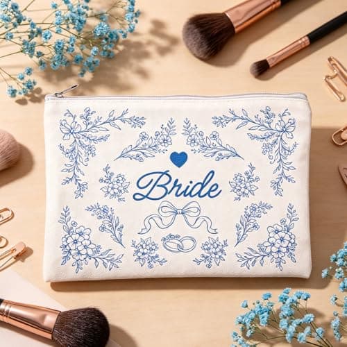 Bride Makeup Bag, 17x25cm/6.7x9.8in High Capacity Floral — view 4