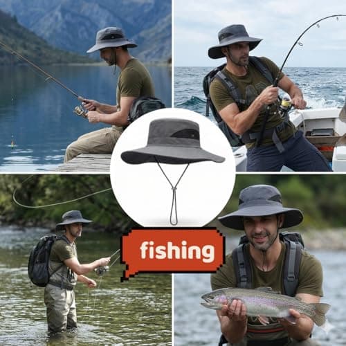 Wide Brim Sun Hat,Breathable Foldable Bucket Boonie Hat for Men Women — view 3