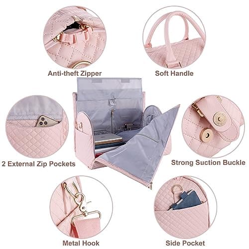 Convertible Leather Garment Bag for Women - 2 in 1 Hanging Suitcase With Shoe Pouch and Travel Duffle — view 4