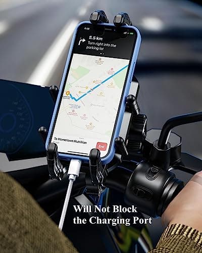 BRCOVAN Motorcycle Phone Holder with Vibration Dampener & High-Speed Secure Lock, Anti-Theft Mount for Bike, Bicycle, Scooter, ATV, Fits 5.4''-7.2'' Smartphones — view 6
