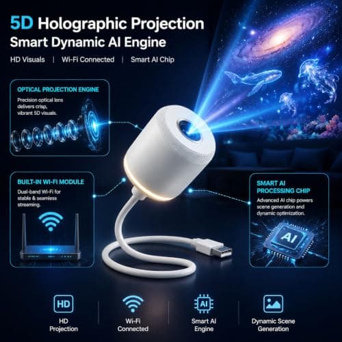 Comauo Night Light Projector, HD Smart Dynamic 5d Holographic Night Light Projector, 360°Adjustable Ocean & Galaxy Projector Ultra-HD Sphere Tech for Car, Bedroom, Party (set3) — view 2
