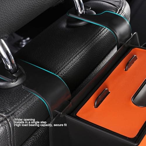 Vikye Universal Car Seat Headrest Organizer with Hooks and Tissue Dispenser for Family Travel and Road Trips (Vibrant Orange) — view 3