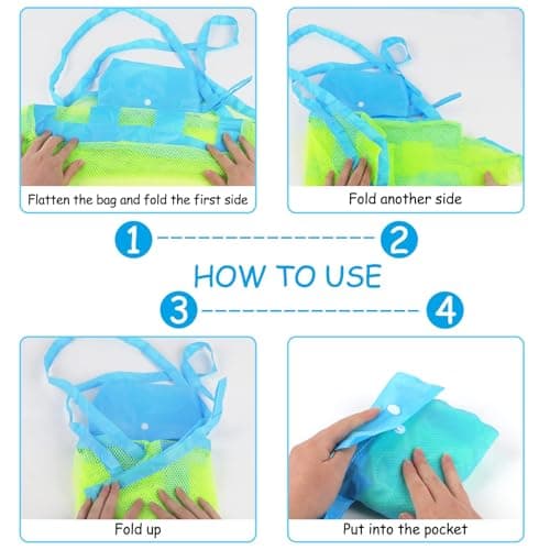 Svalor 1 Pcs Beach Toys Bag, Large Beach Bag,Foldable Mesh Beach Bags — view 6