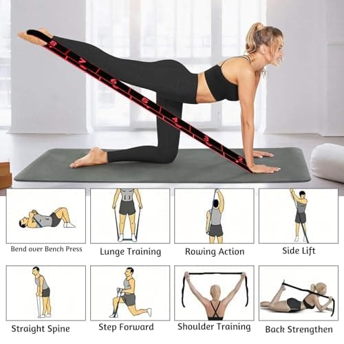 Audasi 2Pcs Resistance Bands, 8 Section Dance Stretching Belt Pilates Pull Strap Fitness Resistance Band with Number Yoga Stretching Bands Stretch Straps for Yoga Pilate Fitness — view 2