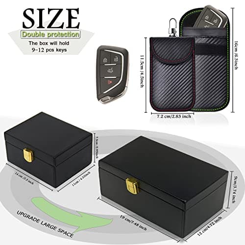 Todoxi Faraday Box & 2 Pack Faraday Pouch for Car Keys, Faraday Bag for Key Fob Protector, Anti-Theft Car Key Signal Blocker Box for Keyless Entry — view 3