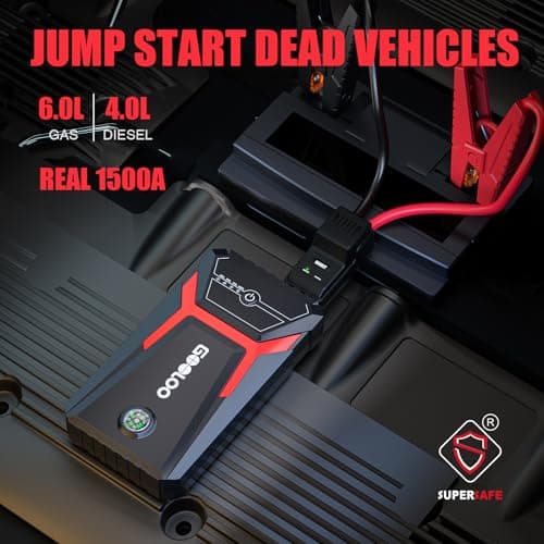 GOOLOO GE1500 Jump Starter Power Pack for 6.0L Gas / 4.0L Diesel 12V Cars — view 2
