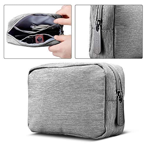DOB SECHS Waterproof Canvas Mini Travel Makeup Carrying Case Wash Bags Cosmetic Bag Portable Electronics Accessories Organizer Wash Gym Shaving Bag, Grey — view 3