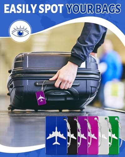 Caianwin-6 Pcs Luggage Tags, Aluminium Alloy Suitcase Tags, Suitcase Labels — view 4