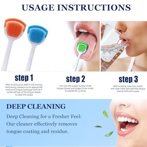 e Scraper and Brush for Adults, 5-Pack with Travel Case, Micro Bristle Tongue Cleaner (5 Colors) — view 5