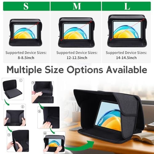 YUMTIM iPad Sun Shade Tablet Sleeve Case for 8-8.5 inch, iPad Sun Glare Shield Tablet Shield Cover Protective Sunshade Travel Tablets Bag, 8-8.5'' — view 2