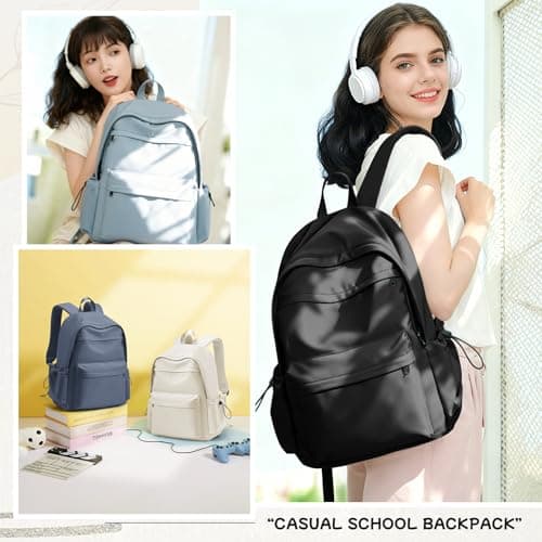 HYC00 School Backpack Womens, Unisex Casual Daypack High Secondary School Bags for Teenage Girls Water Resistant Laptop Backpack Travel College Rucksack Backpacks for Women Men Schoolbag, K1-Black — view 2