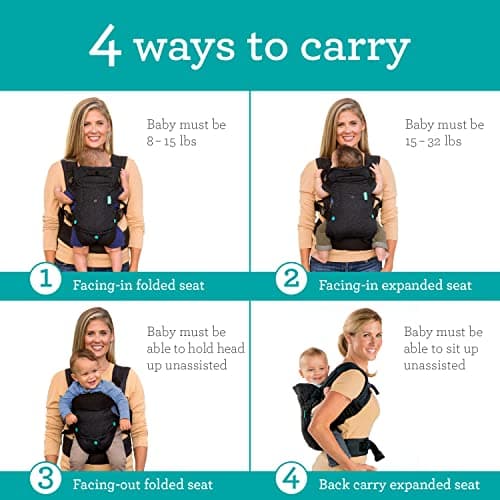 Infantino Flip Advanced 4-in-1 Baby Carrier - Ergonomic, Convertible, Face-in and Face-Out Front and Back Baby Carrier for Newborn to Toddler 3,6-14,5kg, Black — view 2