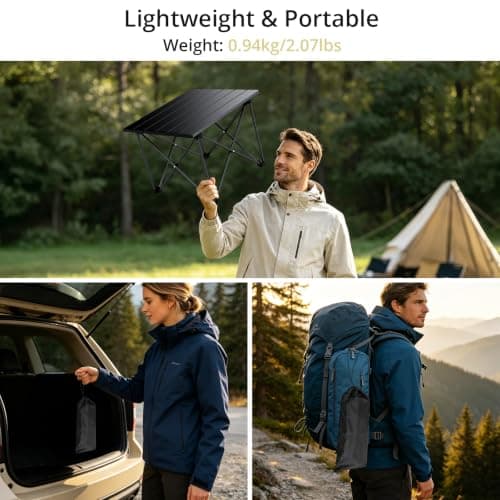 Anbte Ultra-Light Small Camping Table, X-Frame & 4 Vertical Rods, Black — view 6