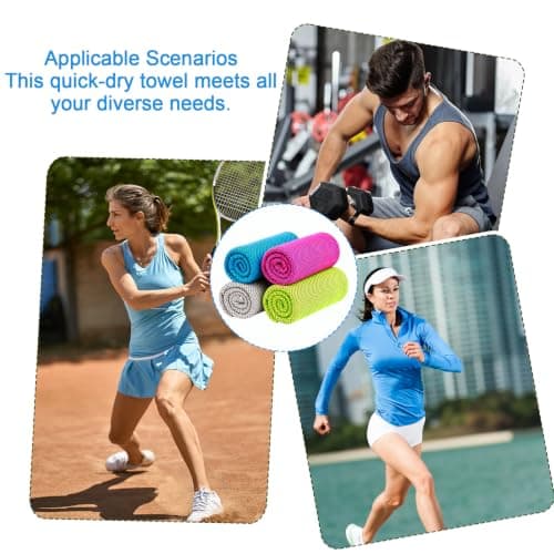 XQMMGO 4 Pack Cooling Towels for Neck and Face, 100x30cm Instant Ice Cold Microfibre Gym Towel for Sports, Workout, Cycling, Holiday Travel & Hot Flushes, Quick Dry Sweat Towel — view 3