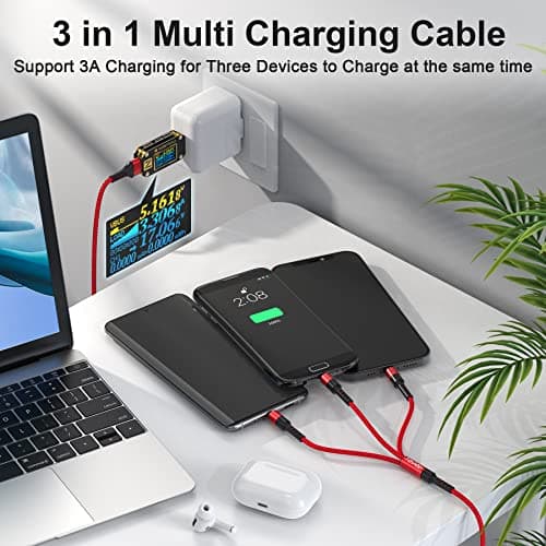 RAVIAD Multi Charger Cable, 3 in 1 Charger Cable 3A USB Fast Charging Cord — view 4