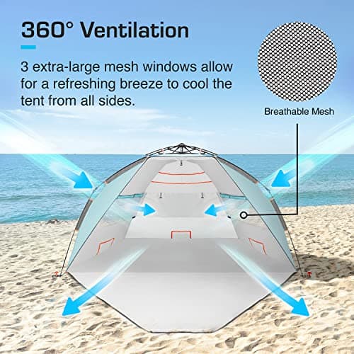 Active Era® Luxury Beach Tent – 3-4 Person Sun Shelter with Easy Pitch Technology and UPF 50+ Rated Sun Protection - Lightweight Pop-up Beach Tent for Picnic, Outdoors, Camping — view 4