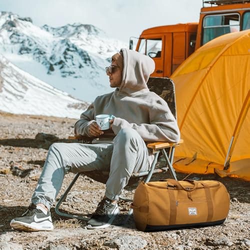 Lyweem Travel Duffel Bag for Men, 60L Large Sports Duffle Bag Backpack for Women Weekender Overnight Holdall Bags with Shoes Compartment Multifunctional Gym Bags, Brown — view 6