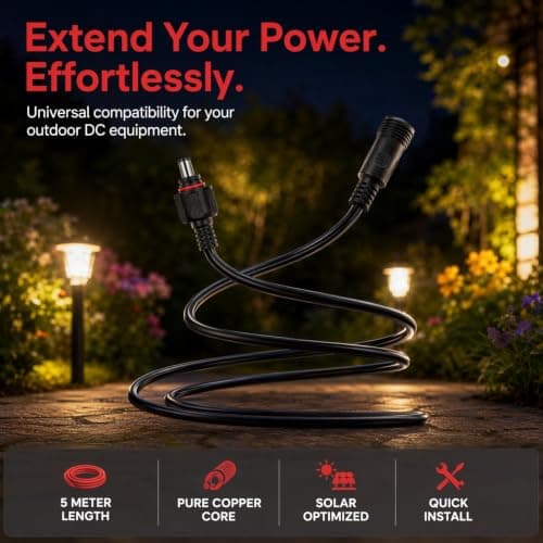 Veemoon 5 Meters Solar Extension Cable for Dc Power Supply Equipment Universal Copper Silicone Wire Suitable for Solar Cells Professional — view 2