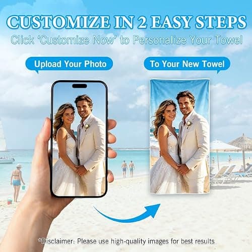 Rainsar Personalised Microfibre Beach Towel for Adults with Photo — view 2