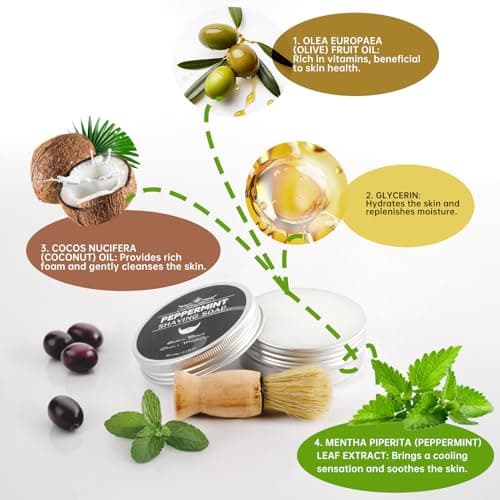 Solid Shaving Soap for Men,Mint Shaving Smoothest Wet Soap with Shaving Brush,Deep Cleaning,Travel Size Shaving Soap — view 4
