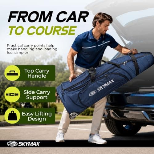 Skymax Deluxe Padded Wheeled Golf Travel Cover – Heavy Duty Golf Flight Bag with Wheels, Foam Padding & Compression Straps — view 3