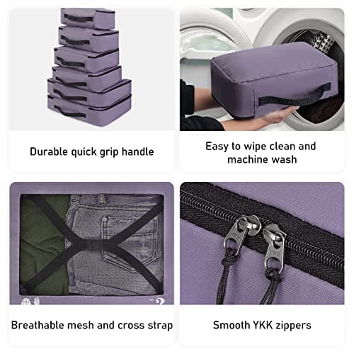ECOHUB Packing Cubes for Suitcase 7 PCS Travel Organiser Packing Bags Recycled PET Eco Friendly Travel Accessories Shoes Bags Storage Bag Luggage Organiser Pouch(Purple) — view 5