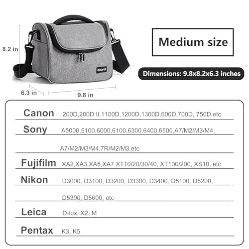 Linpr SLR/DSLR Camera Bag, Waterproof Crossbody Camera Case, Grey,Middle — view 3