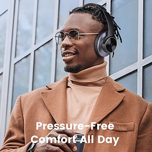 OneOdio A10 Hybrid Active Noise Cancelling Headphones [62 Hrs Playtime] Wireless Bluetooth Over Ear Headphones with Hi-Res Audio, Transparency Mode, Deep Bass, CVC 8.0, for Travel PC Home Office — view 3