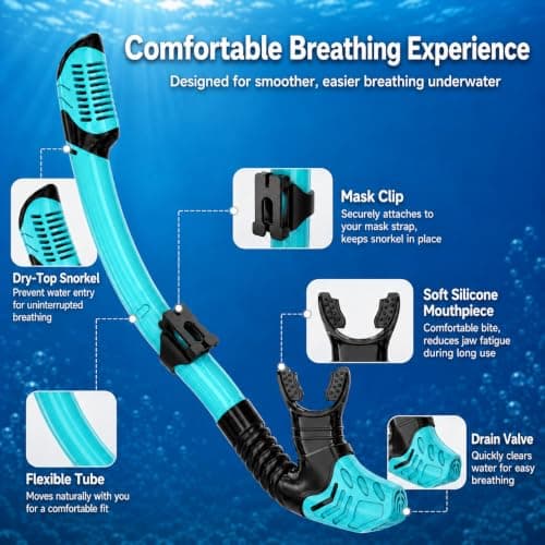 Adult Snorkelling Set with Dry Top Snorkel, Anti-Fog Tempered Glass Mask — view 5