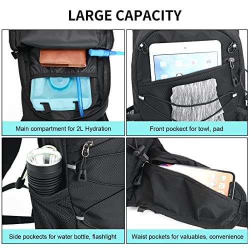 Fistcale Hiking Backpack, 8L Black hydration Running Rucksack, Functional Gift for Men & Women Daily Commutes, Cycling, Jogging, Hiking — view 4