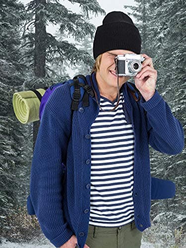 Geyoga 2 Hole Knitted Ski Mask Full Face Cover Warm Balaclava Knitted Winter Face Mask for Outdoor Sports(Black,Adult Size) — view 5