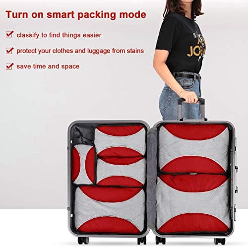 G4Free 4pcs/6pcs/7pcs Packing Cubes Suitcase Organiser Packing Bags Luggage Organiser Value Set for Travel Home Storage ((1S+2M+2L+1XL)-6PC, Red) — view 4