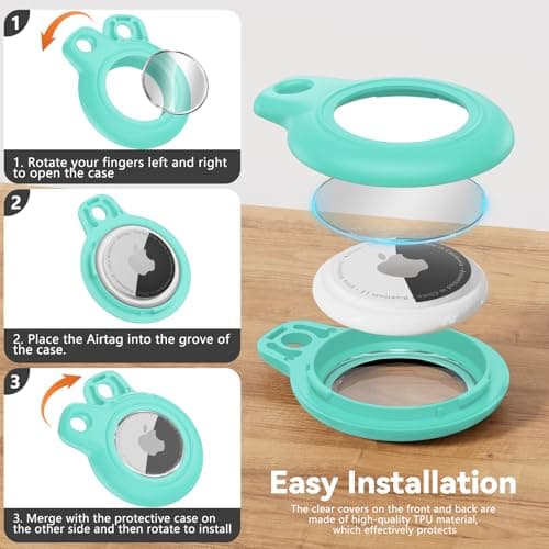 TNSNK for AirTag Holder Keyring, 1 Pack,Mint Green — view 6