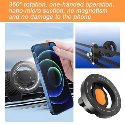 FALVFUN Car Phone Holder, Magnetic 360° Rotation Adjustable Vehicle Phone Mount Changer with Clip, Automotive Air Dashboard Vent Cellphone Holder, Universal for SUV RV Truck (Orange) — view 4