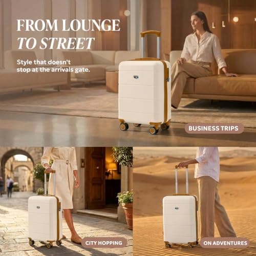 LUGG 20-Inch Jetset Lightweight Cabin Suitcase, ABS Hard Shell, Water-Resistant Carry-On Luggage, TSA-Approved Lock, 4 Spinner Wheels, 3-Step Telescopic Handle, EasyJet Overhead, 55 x 35 x 23 cm — view 4