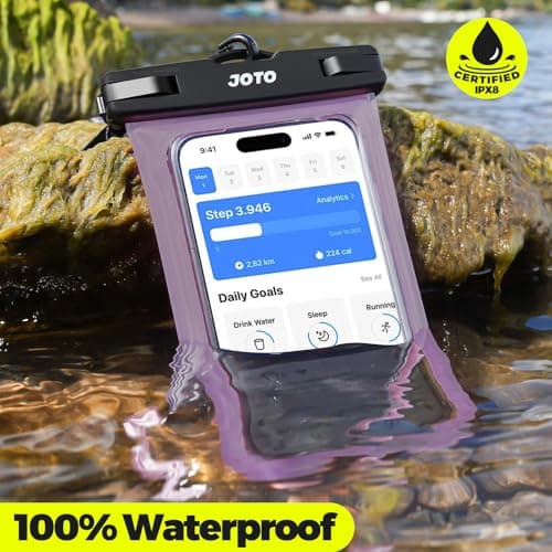 JOTO Waterproof Phone Pouch Cellphone Dry Bag Case for iPhone 17 Air 16 15 14 13 12 Pro Plus Max XR X 8 7 6S SE, Galaxy S23 S22 S22+ S21 up to 7" -Clearpurple — view 2