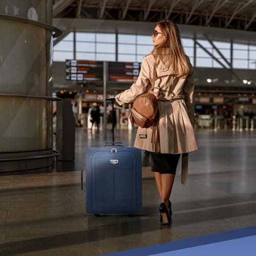 LUGG Cabin Size Lightweight Luggage - Durable 600D Polyester Snowflake Push Up Trolley - Solid Wheels - Easyjet, Ryanair, British Airways - Airway Locker (56x45x25cm) — view 6