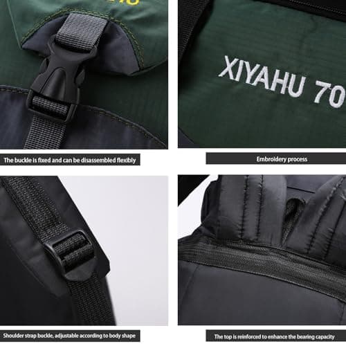 Lawaia 70L Hiking Expedition Backpack Camping Large Walking Waterproof Rucksack for Men Womens Lightweight Survival Sports and Outdoors Travelling Daypack Luggage Touring Cycling Bag — view 5