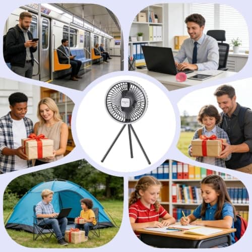 Solar Fans for Outside Floor Desk Air Blowing Device with Tripod Stand — view 4