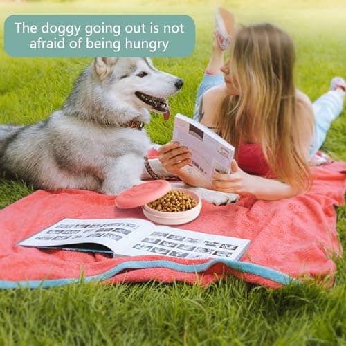 micherr Pet Feeders,Dog Travel Bowls Portable Cats Water Dish Bowl with Cover Lid for Pet Walking Parking Camping Traveling — view 4