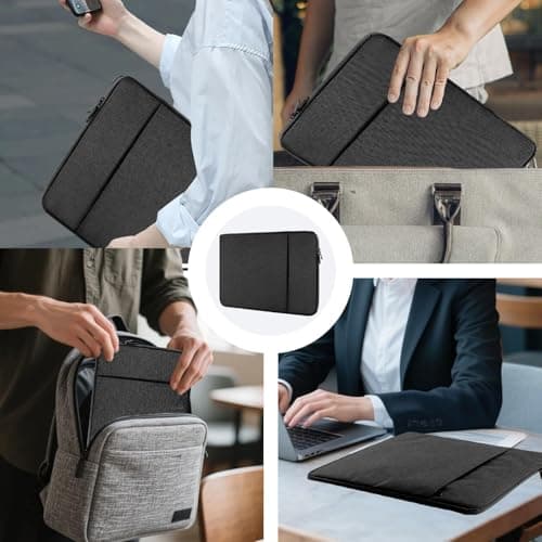 XRXYMQ 14 Inch Waterproof Laptop Sleeve for MacBook Air Case with Small Pocket Protective Laptop Case Compatible with MacBook/Acer/Asus and Samsung Black — view 6